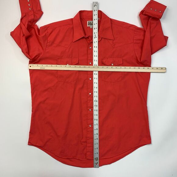 Ely Cattleman Western Shirt Mens 17.5 Watermelon Snap Button Long Sleeve Cowboy - Picture 7 of 11